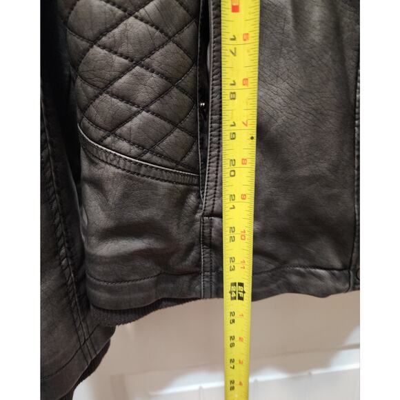 Mo-Ka Meriam Knit Hood Faux Leather Jacket Russian Dark Gray Heavy Weight Size M - Picture 8 of 8